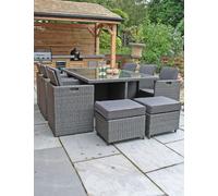 Royalcraft Paris 10 Seater Rattan Garden Cube Dining Set Grey