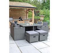 Royalcraft Paris 8 Seater Rattan Garden Cube Dining Set Grey