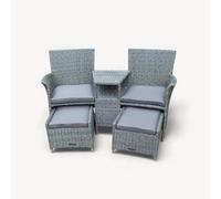 Paris Fixed Companion Set with pull-out footstools incl. Weather Shield Cushions Royalcraft Grey One Size