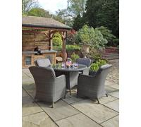 Royalcraft Paris Rattan 4 Seater Dining Set Grey