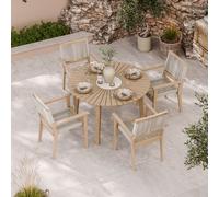 Royalcraft Roma 120Cm Round Sunray Table With Terrazzo Insert And 4 Roma Rope Stacking Chairs
