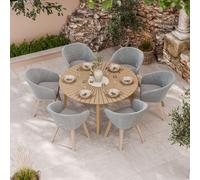 Royalcraft Roma 150Cm Round Sunray Table With 6 Sol Dining Chairs