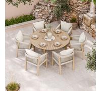 Royalcraft Roma 150Cm Round Sunray Table With Terrazzo Insert And 6 Roma Dining Chairs