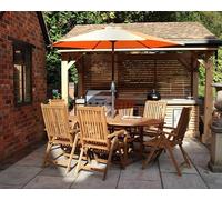 Royalcraft TURNBURY 6 Seater Manhattan Extending Dining Set with 6 Manhattan Reclining Armchairs in Natural Royalcraft Natural