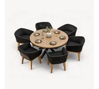 Royalcraft Tuscany 150Cm Round Table With 6 Eden Night Dining Chairs
