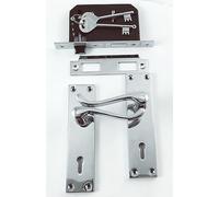 ROYALE Door Handle, Victorian Style, Metal, Polished Chrome Finish, 150 x 50 mm, 2.5 inch 3 Lever Sash Lock, Ideal for Bedroom Doors