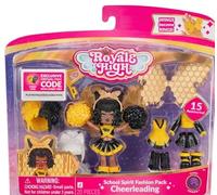 Royale High 3” School Spirit Fashion Pack: Cheerleading - Dark Series 1-1 Figure with 15 Accessories - Wings Become Rings - Virtual Item Code Included - Ages 5+