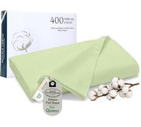 Royale Linen 400 Thread Count Queen Size Flat Sheet Only - Cooling Sheets - 100% Cotton Flat Sheet Only Sold Separately - Luxury Sateen Weave - Super Soft Top Sheets Only (Queen, Florentine Sage)