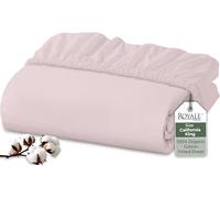 Royale Linens 100% Organic Cotton Fitted Sheet - Percale Weave - Super Soft Deep Pocket Bottom Sheets - Elastic Sheet King Cal Size - California King Fitted Sheets Only - (72"x84"+15", Lavender)