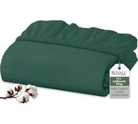 Royale Linens 100% Organic Cotton Fitted Sheet - Percale Weave - Super Soft Deep Pocket Bottom Sheets- Elastic Sheet King Cal Size -California King Fitted Sheets Only -(72"x84"+15", Hunter Green)