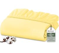 Royale Linens 100% Organic Cotton Fitted Sheet - Percale Weave - Super Soft Deep Pocket Bottom Sheets - Elastic Sheet King Cal Size - California King Fitted Sheets Only - (72"x84"+15", Yellow)