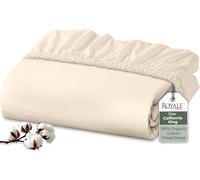 Royale Linens 100% Organic Cotton Fitted Sheet - Percale Weave - Super Soft Deep Pocket Bottom Sheets - White Elastic Sheet King Cal Size - California King Fitted Sheets Only - (72"x84"+15", Cream)