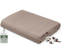 Royale Linens 100% Organic Cotton Full Flat Sheet Only - Super Soft - Percale Top Sheets - Full Flat Sheet Sold Separately - Breathable, Cool & Crisp White Sheets Only (81" x 96", Mocha)