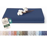 Royale Linens 100% Organic Cotton King Size Flat Sheet Only - Percale Top Sheets - King Flat Sheet Sold Separately - Lightweight & Super Soft 100% Cotton Navy Bed Sheets Only (105" x 102", Navy)
