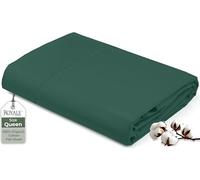 Royale Linens 100% Organic Cotton Queen Flat Sheet Only - Super Soft - Percale Top Sheets - Queen Flat Sheet Sold Separately - Breathable, Cool & Crisp Sheets Only (90" x 102", Hunter Green)