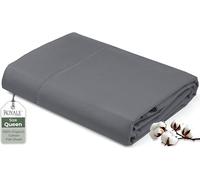 Royale Linens 100% Organic Cotton Queen Flat Sheet Only - Super Soft - Percale Top Sheets - Queen Flat Sheet Sold Separately - Breathable, Cool & Crisp Grey Sheets Only (90" x 102", Grey)