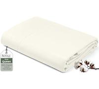 Royale Linens 100% Organic Cotton Queen Flat Sheet Only - Super Soft - Percale Top Sheets - Queen Flat Sheet Sold Separately - Breathable, Cool & Crisp Ivory Sheets Only (90" x 102", Ivory)