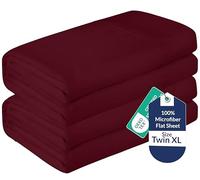 Royale Linens 2 Pack Bulk Flat Sheet Set - Top Sheets - Soft Microfiber - Wrinkle & Stain Resistant - for Hotel, Massage Table, Hospital, Dorm - Twin XL Flat Sheet Sold Separately (Twin XL, Burgundy)