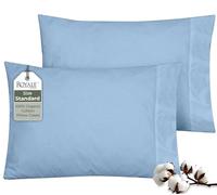 ROYALE LINENS 200 Thread Count 100% Long Staple Combed Cotton Pillowcases Set of 2 - Ultra Soft - Standard Bed Pillow Cover - 20"x26" - Breathable, Cool & Crisp Percale (Std, Lake Blue)