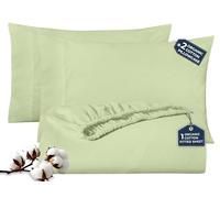 ROYALE LINENS 300 Thread Count 100% Long Staple Combed Cotton 3 Piece King 1 Fitted Sheet, 2 Pillow Cases - Breathable, Cool & Crisp Percale Sheet Set (King, Sage Green)