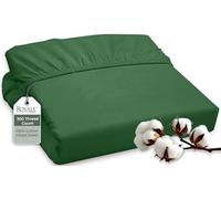 ROYALE LINENS 300 Thread Count 100% Long Staple Combed Cotton Fitted Sheet California King - Super Soft Deep Pocket Bottom Sheet - Fitted Sheets Only - Elastic Sheets (Cal King, Hunter Green)