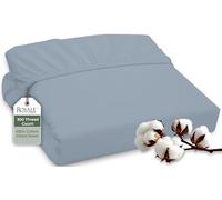 ROYALE LINENS 300 Thread Count 100% Long Staple Combed Cotton Fitted Sheet California King - Super Soft Deep Pocket Bottom Sheet - Fitted Sheets Only - Elastic Sheets (Cal King, Lake Blue)
