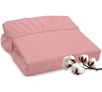 ROYALE LINENS 300 Thread Count 100% Long Staple Combed Cotton Fitted Sheet Twin XL - Super Soft Deep Pocket Bottom Sheet - Fitted Sheets Only - Elastic Sheets (Twin XL, Pink)