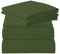 ROYALE LINENS 4 Piece Cal King Sheets Set - Soft Brushed 1800 Microfiber - 1 Fitted, 1 Flat Sheet, 2 Pillowcases - Wrinkle Free & Fade Resistant - Hotel Luxury Bed Sheets (Hunter Green, Cal King)