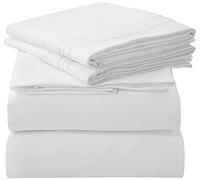 Royale Linens - 4 Piece California King Bed Sheet - Brushed Microfiber 1800 Bedding - 1 Fitted Sheet, 1 Flat Sheet, 2 Pillow case - Wrinkle & Fade Resistant Cal King Size Sheet Set (King Cal, White)