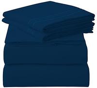 ROYALE LINENS 4 Piece King Sheets Set - Soft Brushed 1800 Microfiber Bedding - 1 Fitted and 1 Flat Sheet, 2 Pillow Cases - Wrinkle Free & Fade Resistant - Hotel Luxury Bed Sheets Set (Navy, King)