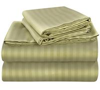 ROYALE LINENS 4 Piece King Sheets Set - Soft Brushed Microfiber Bedding - 1 Fitted, 1 Flat Sheet, 2 Pillow Cases - Wrinkle Free & Fade Resistant - Hotel Luxury Bed Sheets (Stripe Sage Green, King)