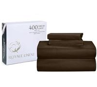 ROYALE LINENS 400 Thread Count 100% American Grown Cotton 4 Piece Sateen Full Sheet Set - 1 Fitted, 1 Flat Sheet, 2 Pillow case - Chocolate Bedsheet Set - Cooling Cotton Sheets - (Full, Hazel Nut)