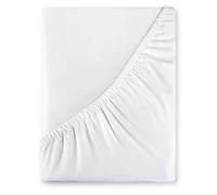 Royale Linens 400 Thread Count 100% American Grown Cotton Fitted Sheet Queen Size - All Around Elastic Fitted Sheet - Luxury Sateen Weave - Snug Fit Bottom Sheets Fit Up To 16" (Queen,Signature White)