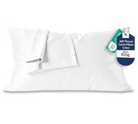 Royale Linens 400 Thread Count 100% American Grown Cotton King Pillowcase Set - Luxury Sateen King Pillow case - 20"x40" Inch Soft & Smooth Set of 2 White Pillowcases - (King, Signature White)