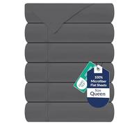 Royale Linens 6 Pack Flat Sheet Set - Top Sheet - Ultra Soft & Breathable - Brushed 1800 Microfiber - Wrinkle & Stain Resistant - Hotel Quality- Queen Flat Sheet Sold Separately (Queen, Grey)