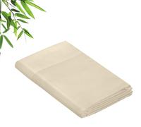Royale Linens Bamboo Viscose King Flat Sheets Only - Cooling Sheets - Organic Viscose Derived from Bamboo - King Size Flat Sheet Only - Top Sheet - Breathable & Silky Bedding (King, Sand)