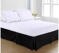 Royale Linens® Base Valance Sheet Pleated Platform - Plain Polycotton Bed Base Skirt (Black, Super King)