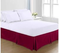 Royale Linens® Base Valance Sheet Pleated Platform - Plain Polycotton Bed Base Skirt (Burgundy, King)
