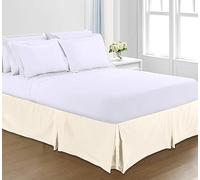 Royale Linens® Base Valance Sheet Pleated Platform - Plain Polycotton Bed Base Skirt (Cream, King)