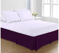 Royale Linens® Base Valance Sheet Pleated Platform - Plain Polycotton Bed Base Skirt (Plum, King)