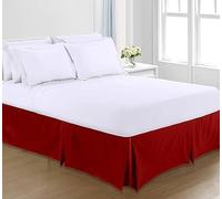 Royale Linens® Base Valance Sheet Pleated Platform - Plain Polycotton Bed Base Skirt (Red, King)