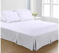 Royale Linens® Base Valance Sheet Pleated Platform - Plain Polycotton Bed Base Skirt (Silver, King)