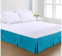 Royale Linens® Base Valance Sheet Pleated Platform - Plain Polycotton Bed Base Skirt (Teal, King)
