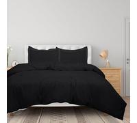 ROYALE LINENS Black Duvet Cover Queen Size - Queen Duvet Cover Set - 3 Piece Double Brushed Queen Duvet Covers with Zipper Closure, 1 Queen Duvet Cover 90x90 inches and 2 Pillow Shams (Queen, Black)