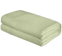 Royale Linens California King Flat Sheet - Ultra Soft Brushed 1800 Microfiber Flat Sheets Only - Wrinkle Free & Stain Resistant - Hotel Quality Top Sheet for Bed (King Cal, Sage Green)