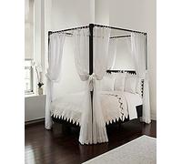 Royale Linens Canopy Bed Curtain Set, Polyester, White, One Size