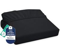 Royale Linens Fitted Sheet Queen - Ultra Soft 1800 Brushed Microfiber - Hotel Luxury Bottom Sheets - Wrinkle Free & Fade Resistant - Deep Pocket Fitted Sheet Only (Queen, Black)
