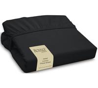 Royale Linens Fitted Sheet Queen - Ultra Soft 1800 Brushed Microfiber - Hotel Luxury Bottom Sheets - Wrinkle Free & Fade Resistant - Deep Pocket Fitted Sheet Only (Queen, Black)