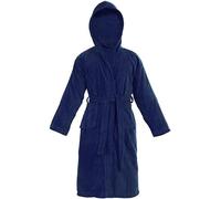 Royale Linens® Kids Bathrobe for Boys & Girls - 100% Cotton Hooded Terry Towelling Shawl - Belt, 2 Pockets, Hood with Ears - Age 8-14 (UK, Age, 10 Years, 12 Years, Regular, Navy)