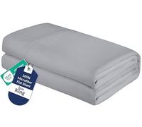 Royale Linens King Flat Sheet - Ultra Soft Brushed 1800 Microfiber Flat Sheets Only - Wrinkle Free & Stain Resistant - Hotel Quality Top Sheet for Bed (King, Silver)